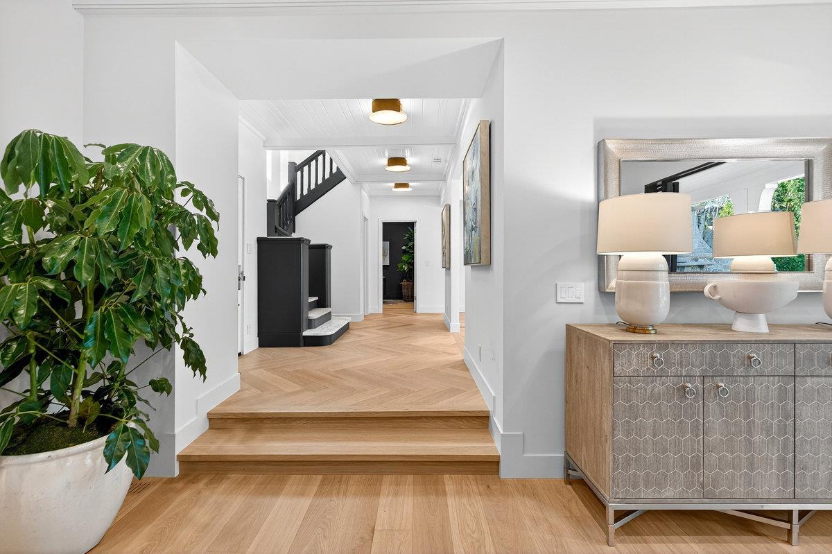 Luxury custom hardwood flooring entryway
